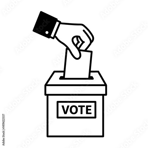 Hand casting a ballot into a voting box, symbolizing democracy  