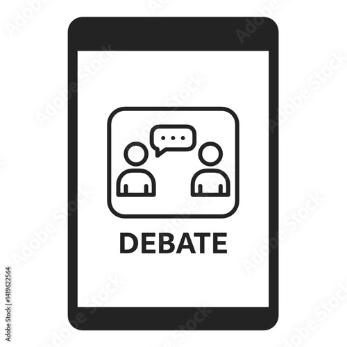 Debate Icon on Tablet Displaying Government and Democracy  