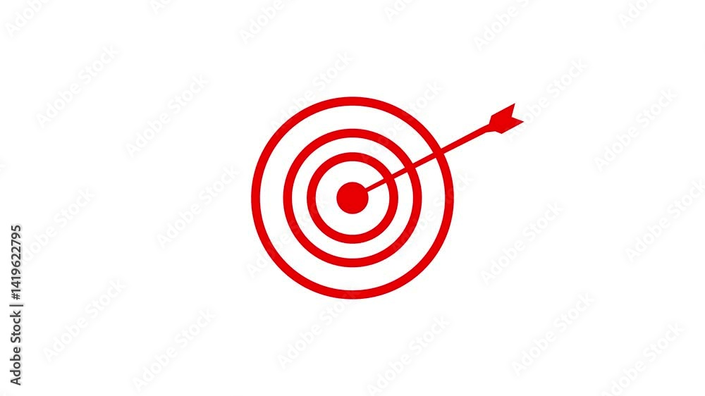 abstract Arrow hitting the center of target - success business concept. business goals achievement, target icon. 4k animation.