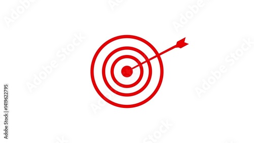 abstract Arrow hitting the center of target - success business concept. business goals achievement, target icon. 4k animation.