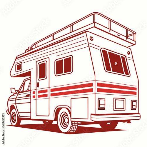 Caravan camper vehicle vector silhouette illustration isolated on white background