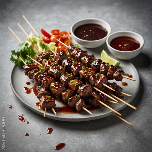 A delicious plate features grilled chicken wings alongside tasty grilled meat and vegetables, a gourmet dish perfect for a healthy dinner