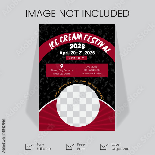 ice cream festival flyer design template