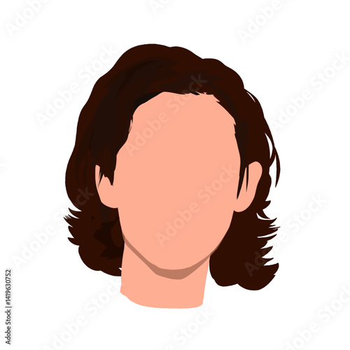 vector illustration of a man's head with long hair model