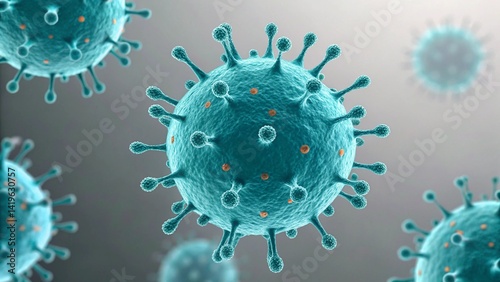 Microscopic view of Nipah virus particles. Represents viral infection and disease