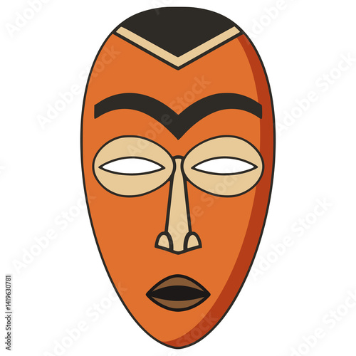 african traditional mask people culture history flat color vector illustration template design