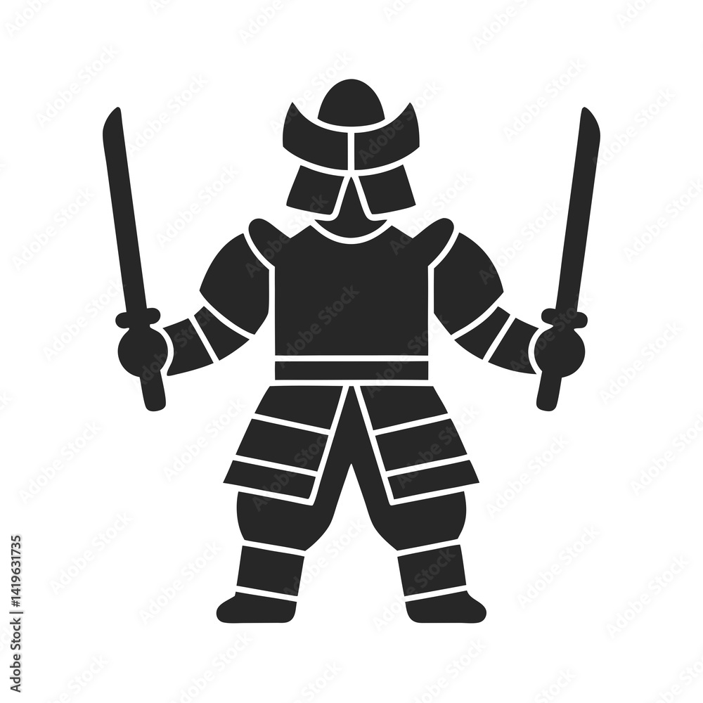 Fototapeta premium samurai icon vector silhouette illustration isolated on white background