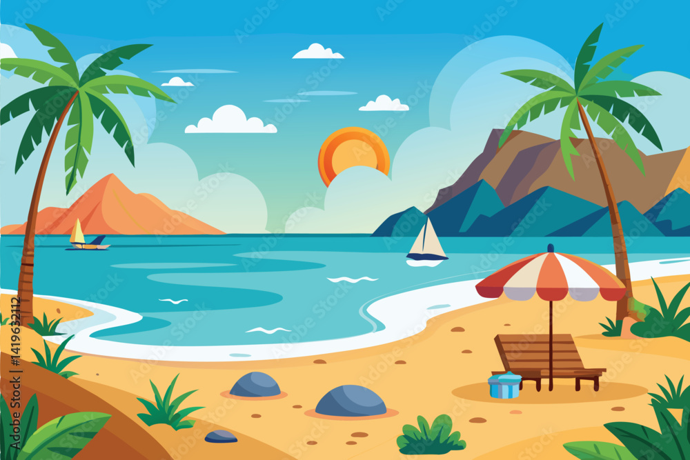 Obraz premium Caribbean Beach Vector Art