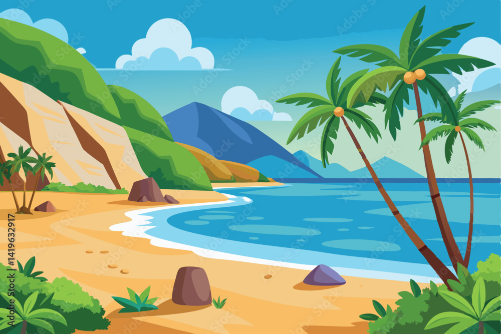 Obraz premium Caribbean Beach Vector Art