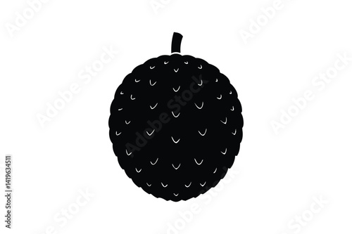 Atemoya fruit silhouette on white background