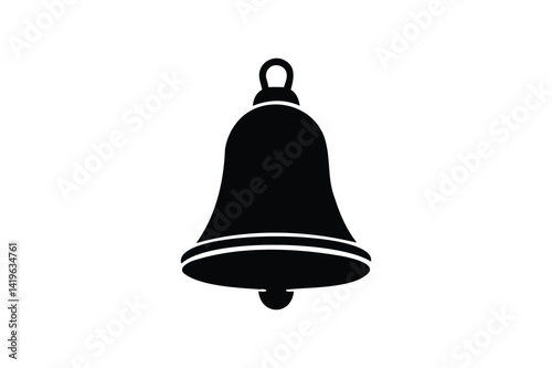 Bell ringing icon silhouette on white background