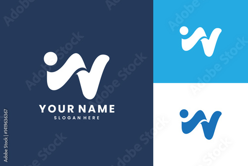 Letter W with people concept. Creative Logo