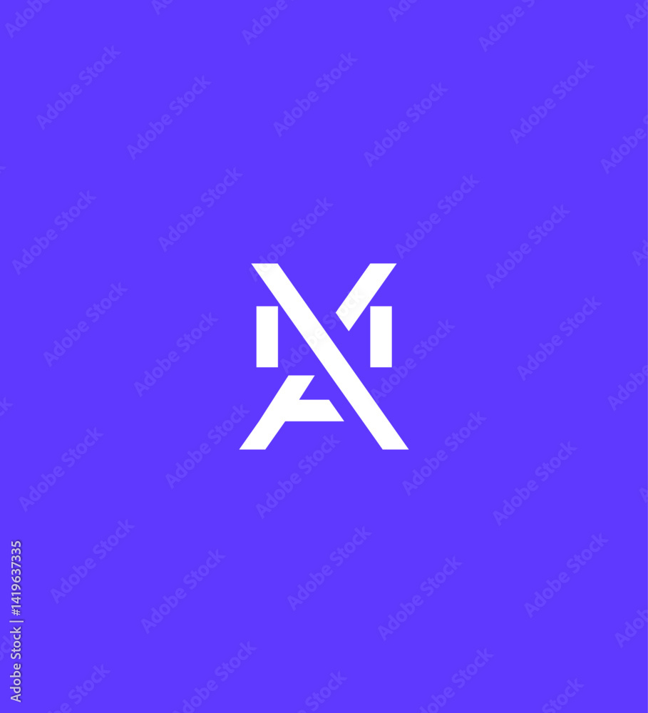 Abstract Modern Logo Design Interlocking AM XM Letters Purple Background Abstract Modern Logo Design Interlocking AM XM Letters Purple Background