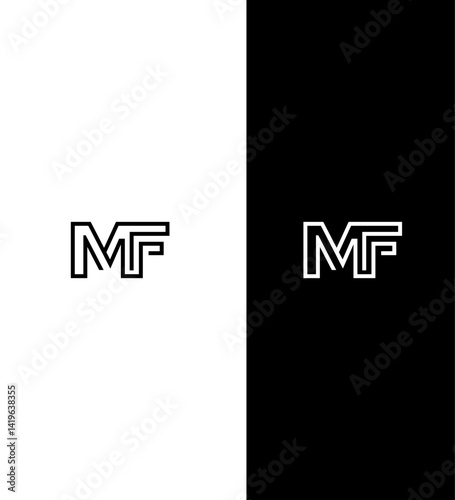 Photography Modern Minimalist MF Monogram Logo Design, Black White