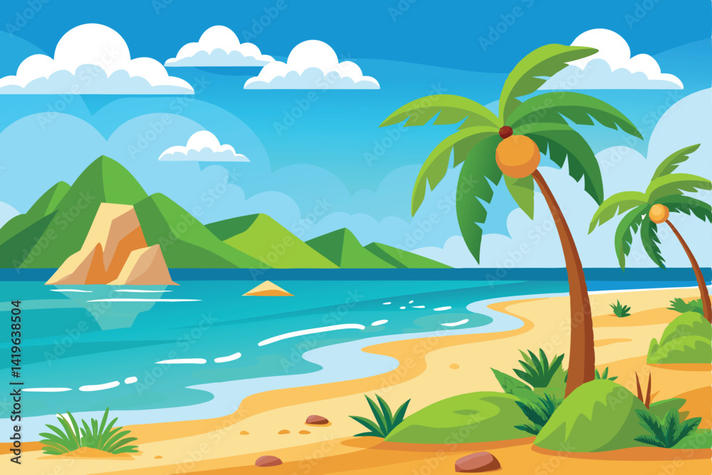 Obraz premium Coastal Beach Vector Artwork