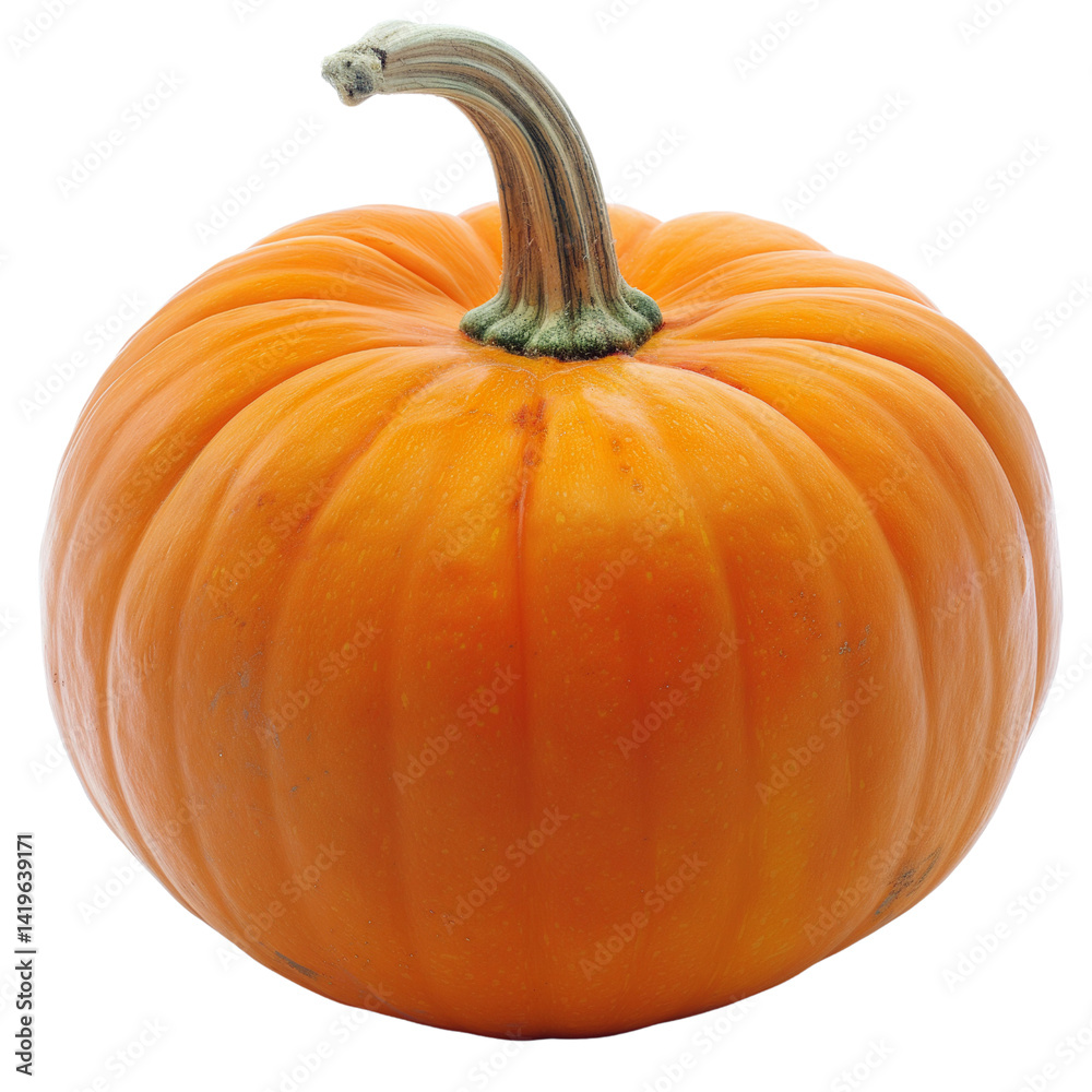 Obraz premium A large orange pumpkin with a green stem