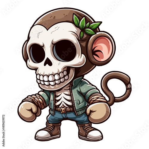 Spooky Monkey Skeleton Illustration