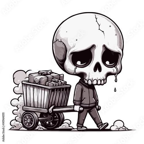 Sad Skull Carrying a Heavy Load