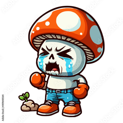 Crying Mushroom Character Illustration