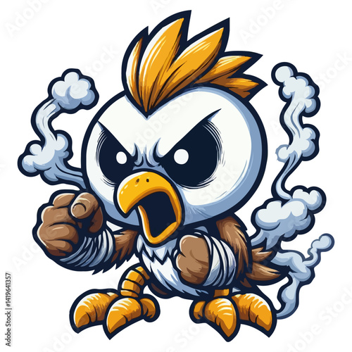 Angry Cartoon Hawk Mascot