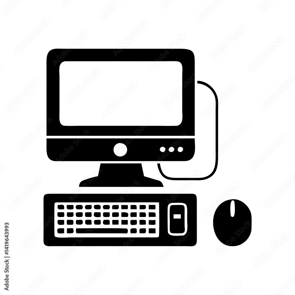 desktop computer icon, desktop computer silhouette vector illustration-simple silhouette illustration of desktop computer, perfect for desktop computer logos and icons desktop computer icon, desktop computer silhouette vector illustration-simple silhouette illustration of desktop computer, perfect for desktop computer logos and icons