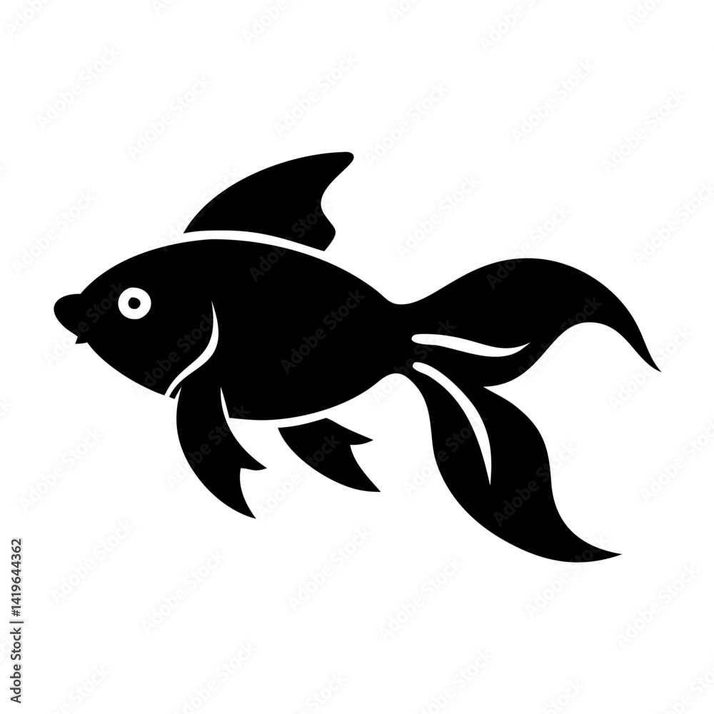 Obraz premium goldfish icon, goldfish silhouette vector illustration-simple silhouette illustration of goldfish, perfect for goldfish logos and icons