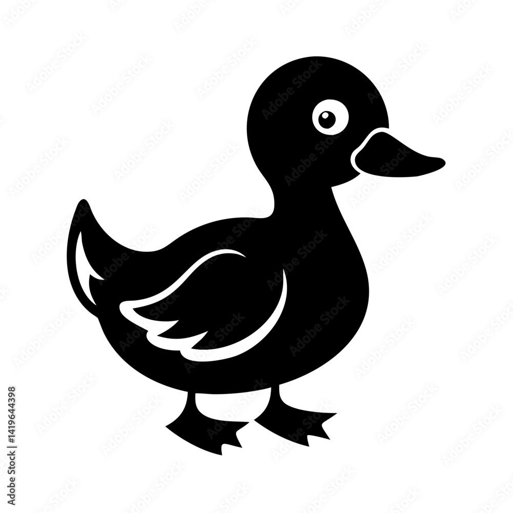 Obraz premium duckling icon, duckling silhouette vector illustration-simple silhouette illustration of duckling, perfect for duckling logos and icons