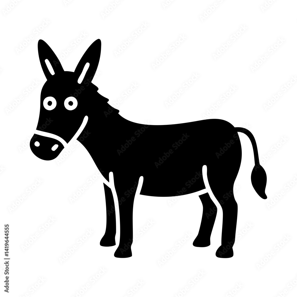 Obraz premium donkey icon, donkey silhouette vector illustration-simple silhouette illustration of donkey, perfect for donkey logos and icons