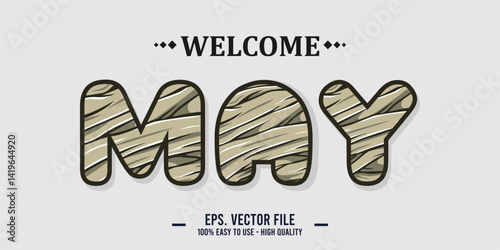 Welcome April Art typography design vector, retro vintage style.	