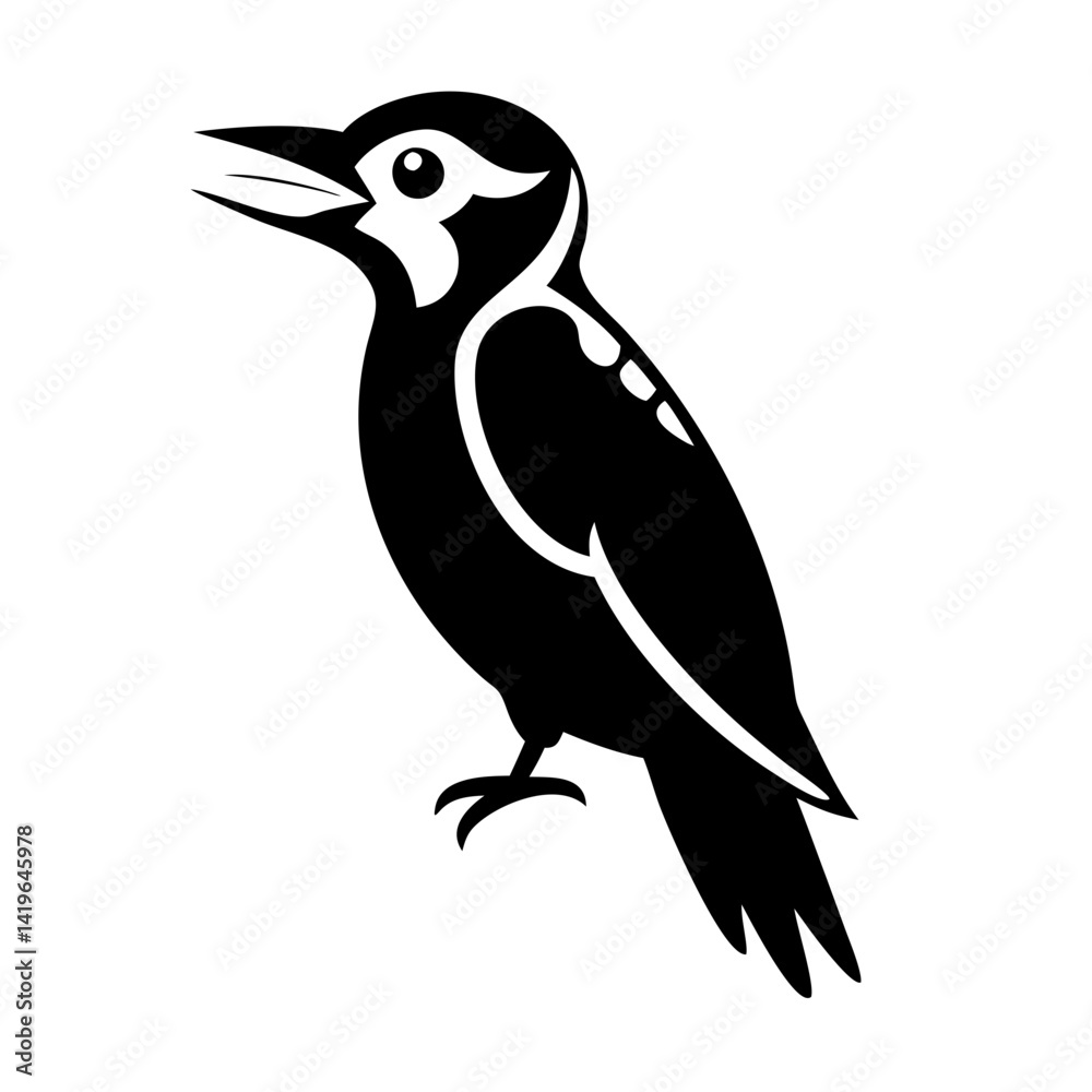 Obraz premium woodpecker icon, woodpecker silhouette vector illustration-simple silhouette illustration of woodpecker, perfect for woodpecker logos and icons