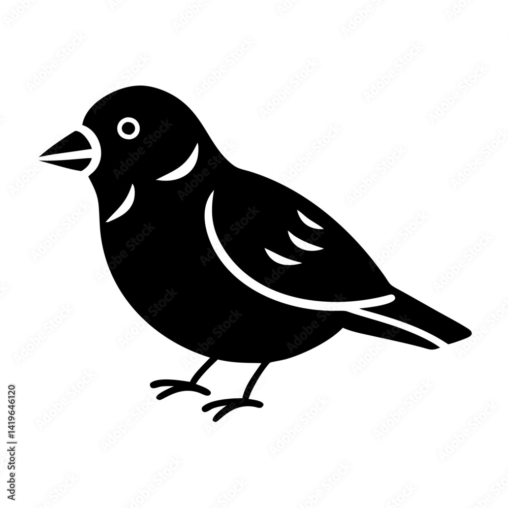 Obraz premium sparrow icon, sparrow silhouette vector illustration-simple silhouette illustration of sparrow, perfect for sparrow logos and icons