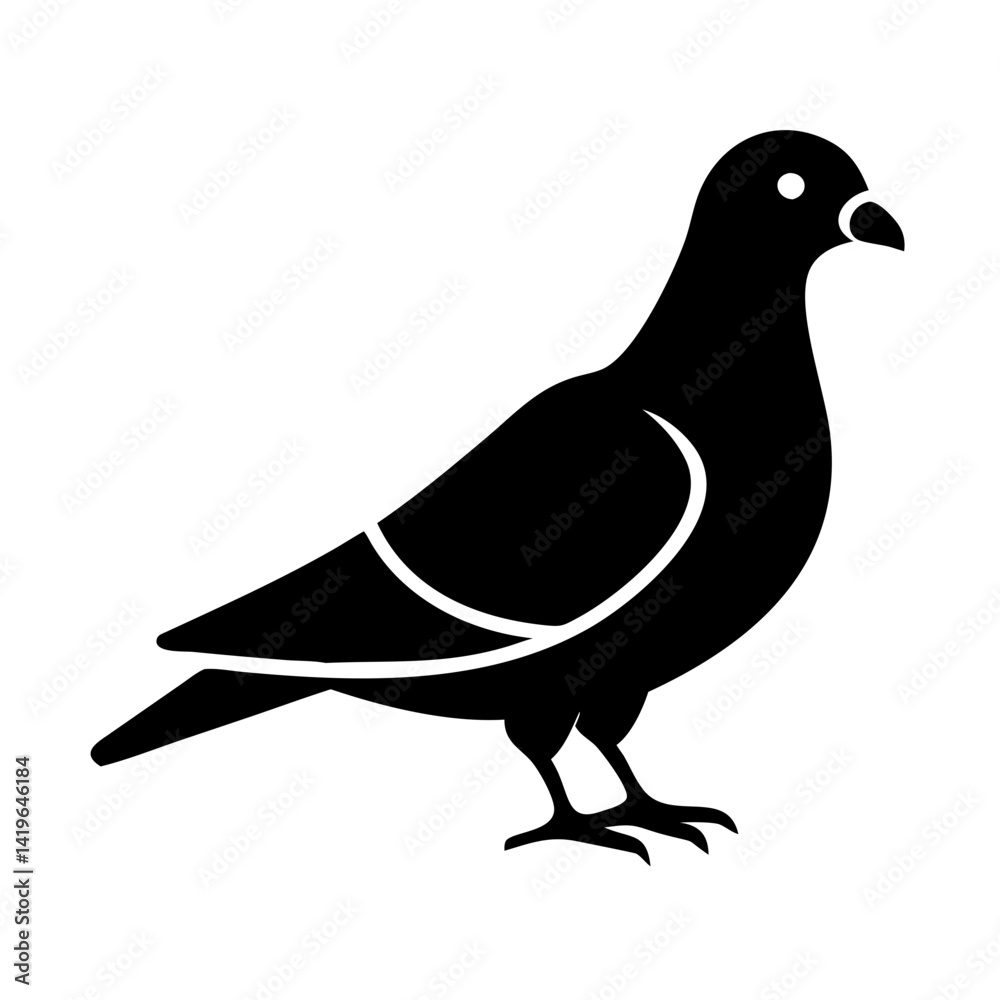 Fototapeta premium pigeon icon, pigeon silhouette vector illustration-simple silhouette illustration of pigeon, perfect for pigeon logos and icons