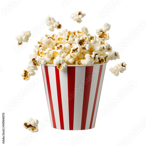 Obraz na płótnie A red and white popcorn bucket with popcorn spilling out of it w salonie