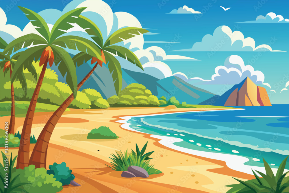Fototapeta premium Tropical Paradise Vector Art