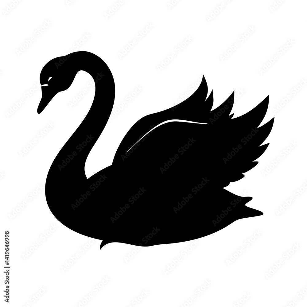 Obraz premium swan icon, swan silhouette vector illustration-simple silhouette illustration of swan, perfect for swan logos and icons