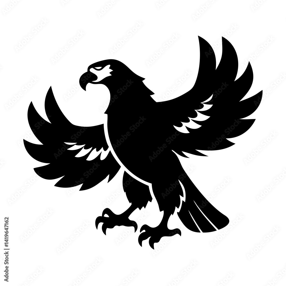 Obraz premium eagle icon, eagle silhouette vector illustration-simple silhouette illustration of eagle, perfect for eagle logos and icons