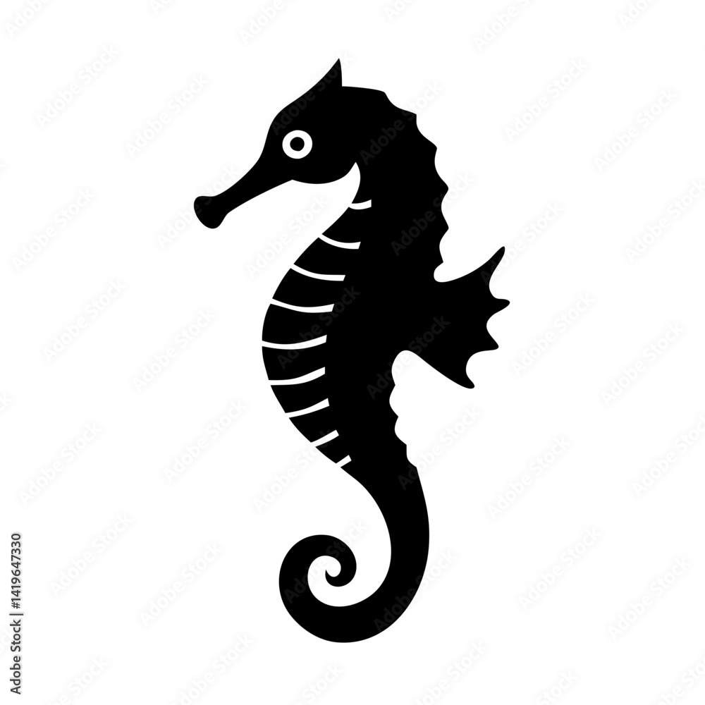 Fototapeta premium seahorse icon, seahorse silhouette vector illustration-simple silhouette illustration of seahorse, perfect for seahorse logos and icons