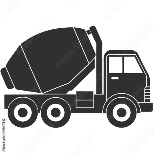 Cement mixer truck icon vector silhouette illustration isolated on white background