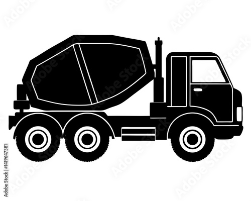 Cement mixer truck vector silhouette illustration isolated on white background