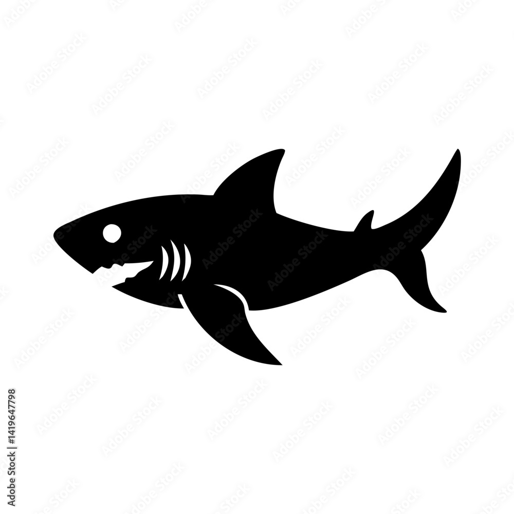 Obraz premium shark icon, shark silhouette vector illustration-simple silhouette illustration of shark, perfect for shark logos and icons
