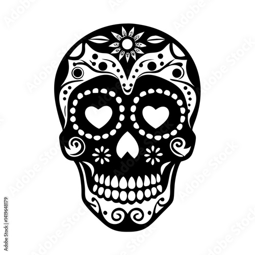 Sugar skull day of the dead dia de los muertos mexican skull halloween skull art black skull vector