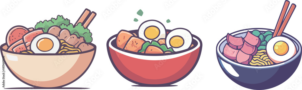 Cartoon ramen food illustration material