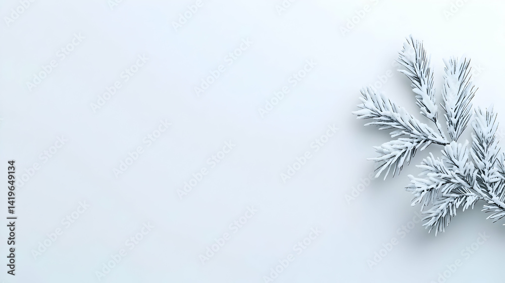 Obraz premium Frosted Branch On White Background