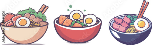 Obraz na płótnie Cartoon ramen food illustration material
w salonie