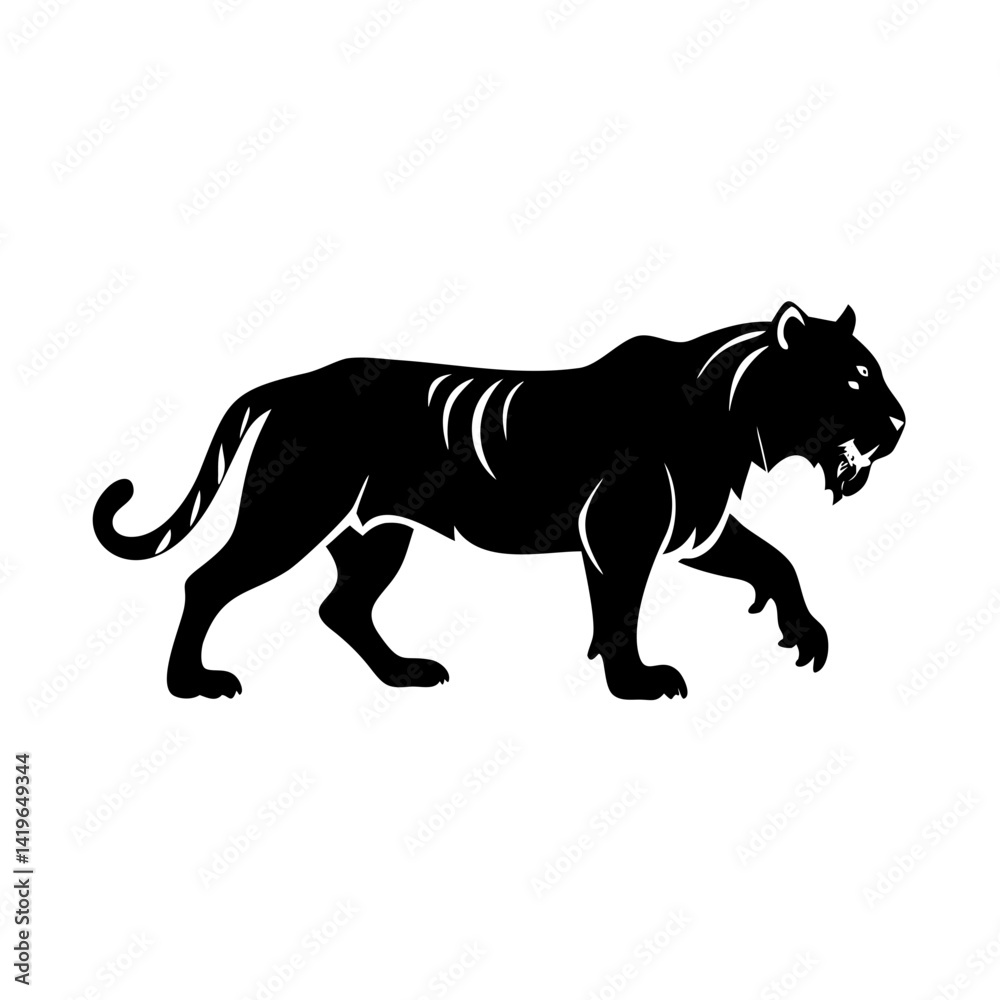 Fototapeta premium tiger icon, tiger silhouette vector illustration-simple silhouette illustration of tiger, perfect for tiger logos and icons