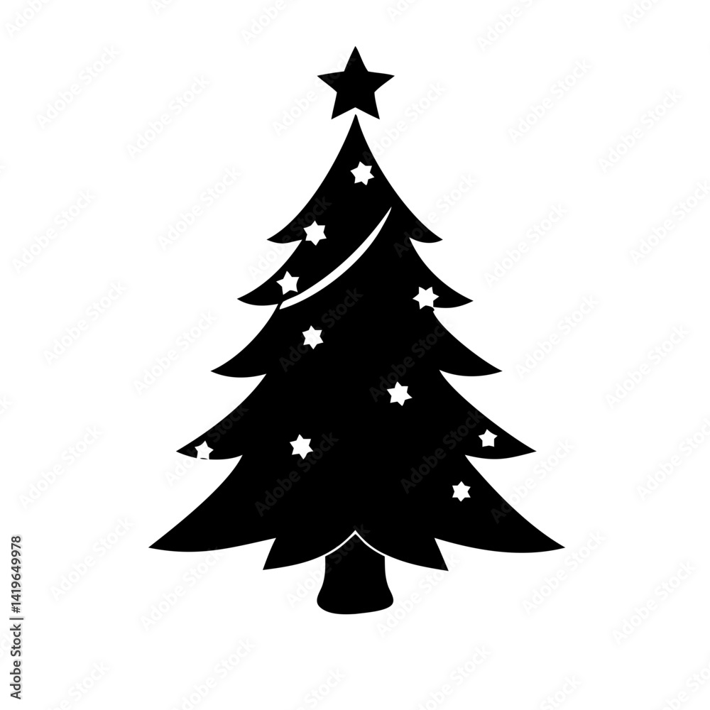 Obraz premium Christmas tree vector illustration with star decoration holiday season winter celebration design element