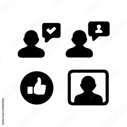 User profile communication feedback like icon set vector illustration social media design element