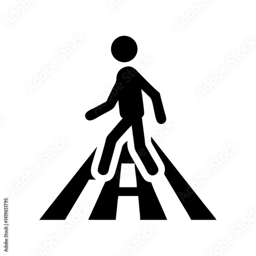 Illustration of pedestrian crossing crosswalk street safety walking man silhouette traffic road sign