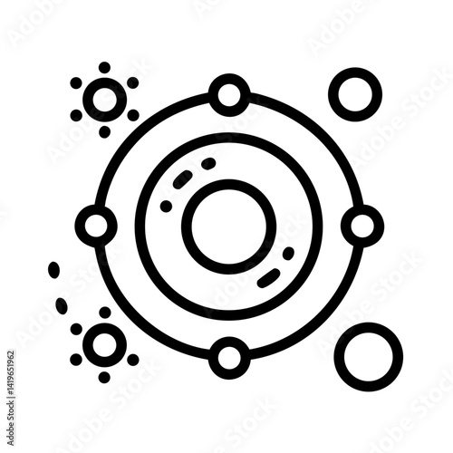 Orbiting planets with satellite system vector illustration astronomy and space exploration icon design