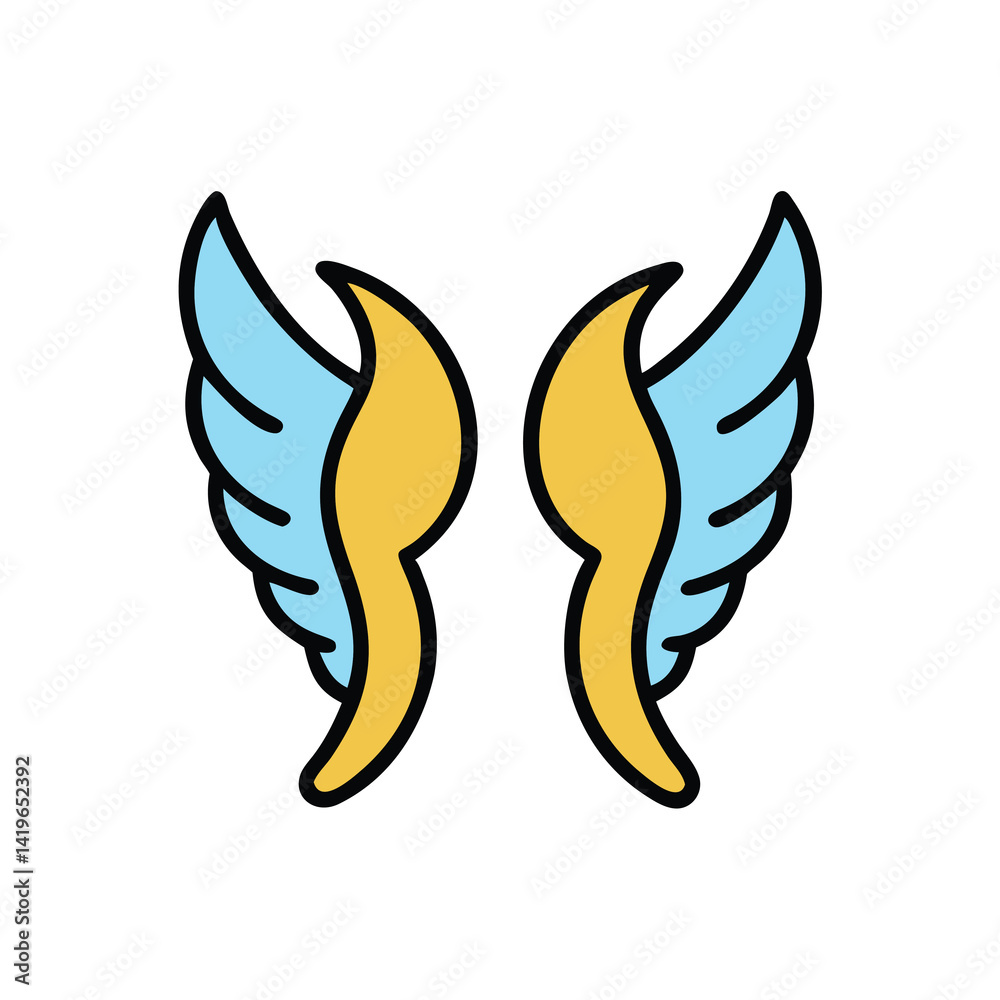 Obraz premium tall curved angelic wings elegant majestic on white background